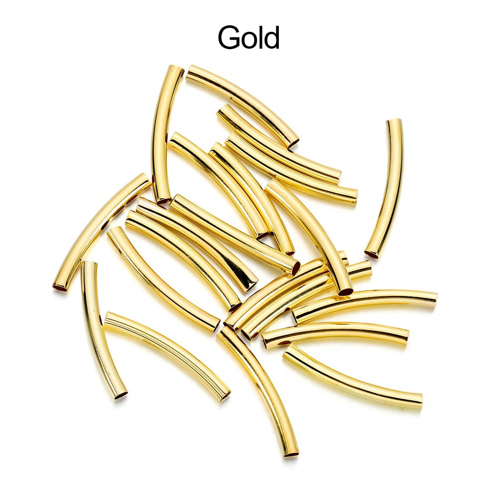 Stripe Copper Curve Tube Spacer Beads 25-30mm, 50-100pcs