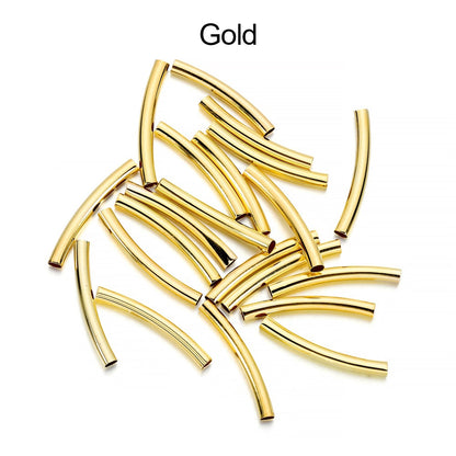 Stripe Copper Curve Tube Spacer Beads 25-30mm, 50-100pcs