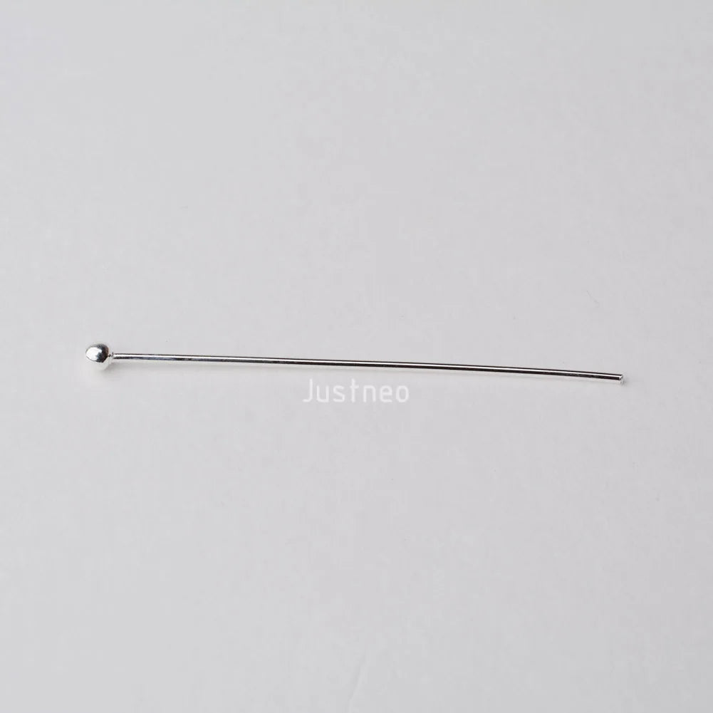 925 Sterling Silver Ball Head Pins For Jewelry Making, Silver Round Bead Head Pins, Silver Findings Head Ball Pins