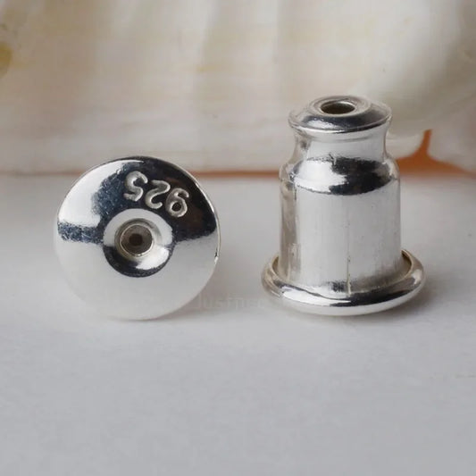 earnut,  solid 925 sterling silver earring backs,earring friction back stopper for stud earrings, 1 pair
