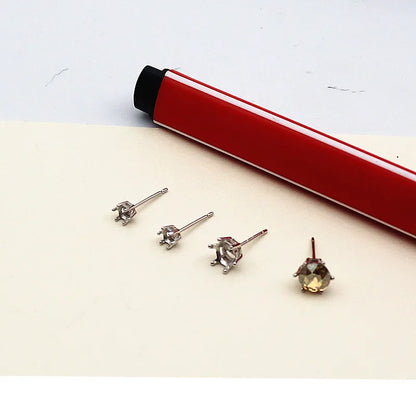 925 Sterling Silver DIY Accessories Earring Stud 6 Claw Settings for Round Crystal Beans Inlaying Findings Jewelry 6 5 4 3mm