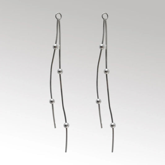 925 Sterling Silver chain earrings, 925 Silver Dangle Earring Box Chain Ear Thread for women