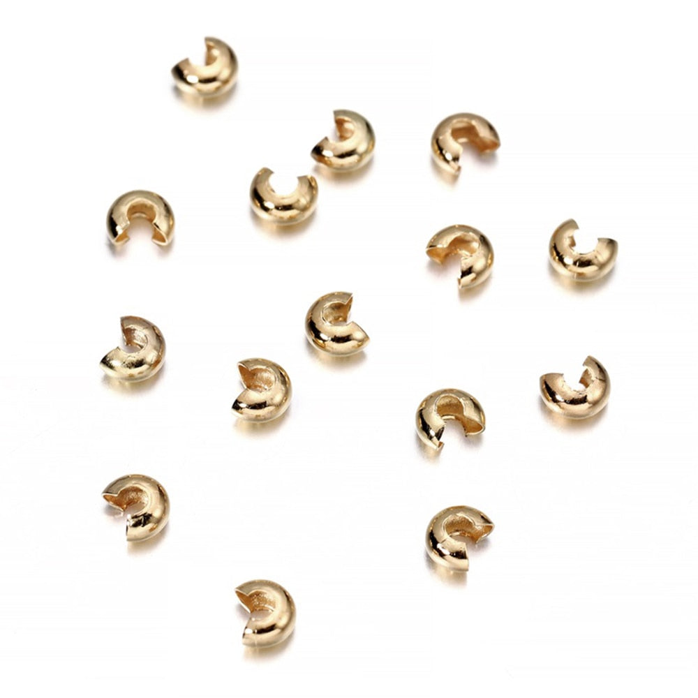 Copper Round Covers Crimp End Beads 3-5mm, 50-100pcs