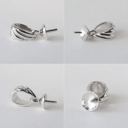 solid 925 sterling silver bail pendant clasp connector, pinch bail with cup peg for necklace & pendant jewelry, 1 piece