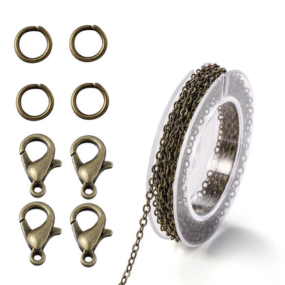 Alloy Link Chain With Jump Rings Lobster Clasps, 3Meter