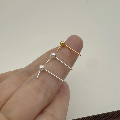 1Pair Solid 925 Sterling Silver 3mm Earring for Round Pearl beads DIY Accessories Making Components Finding