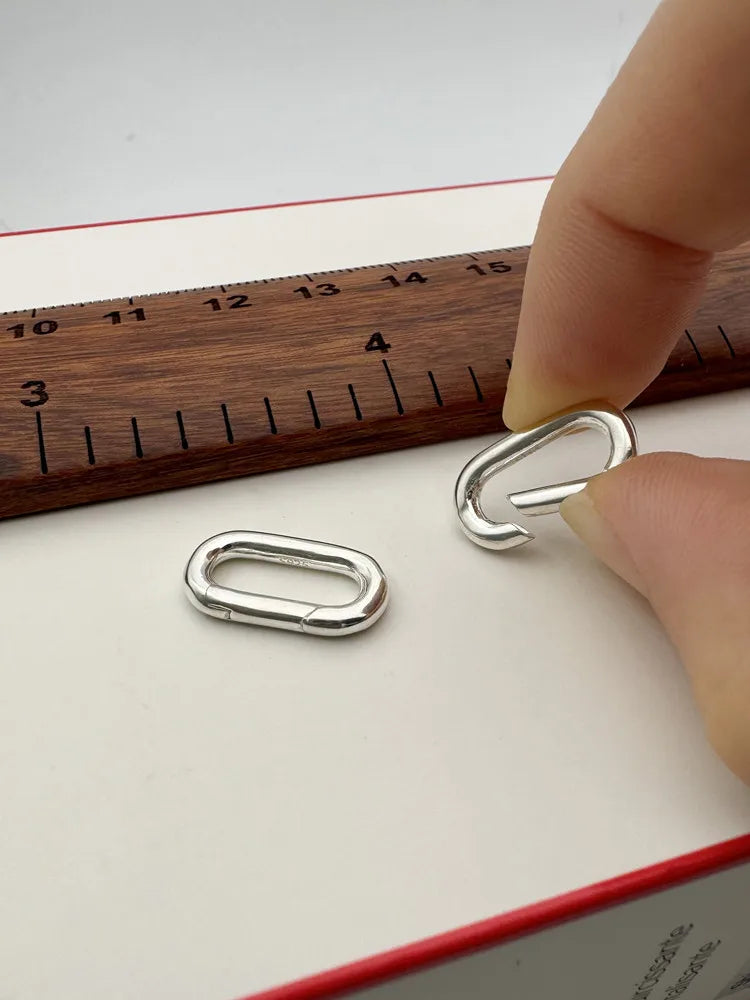 1PCS Solid 925 Sterling Silver Spring Clasps Square for Necklace Bracelet DIY Accessores Connector Making