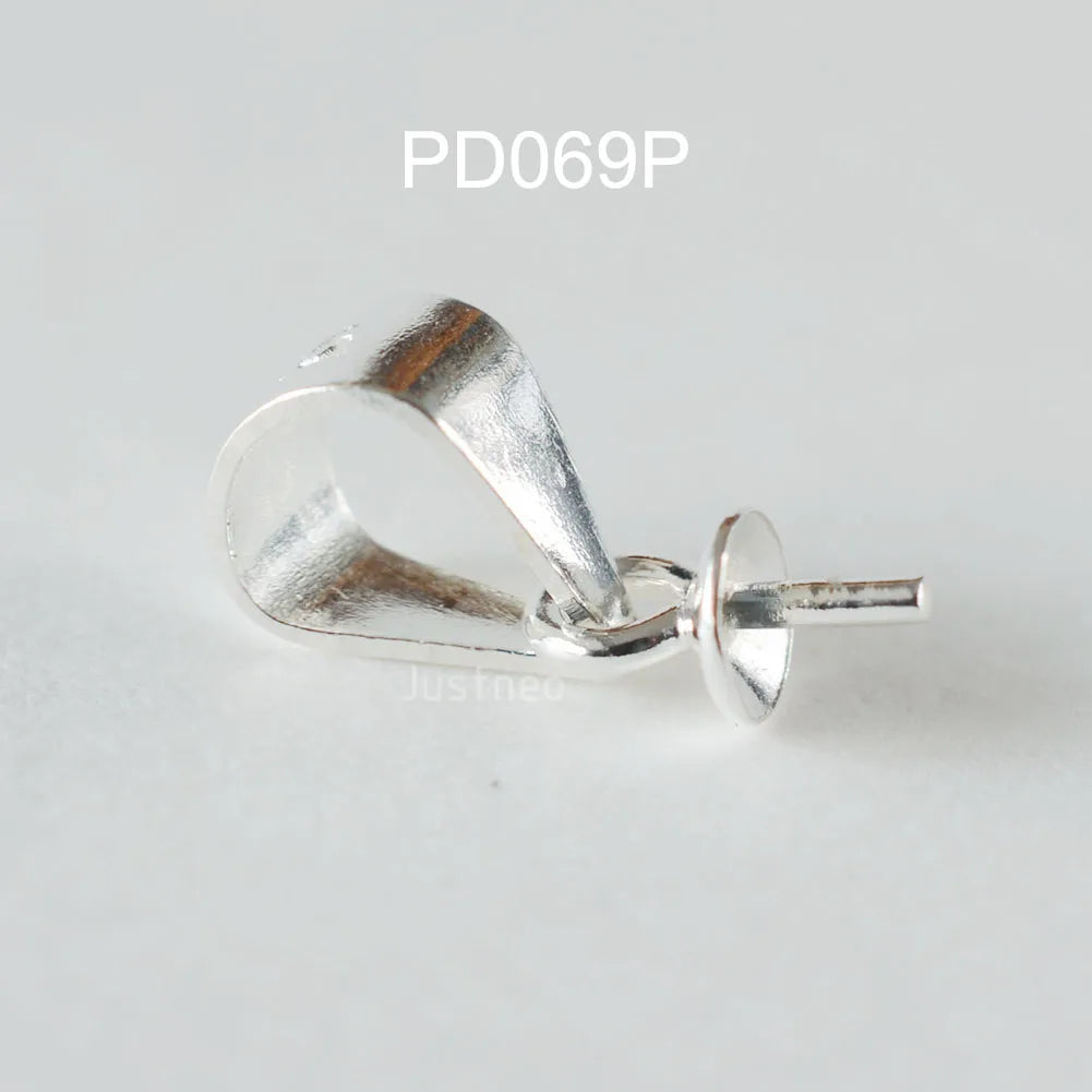 solid 925 sterling silver eye pin with cap and slide pinch bail necklace pendant connector,jewelry diy