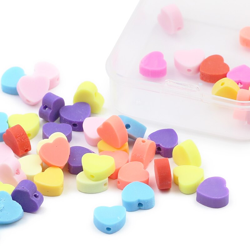 50pcs Heart Polymer Clay Beads DIY Kit