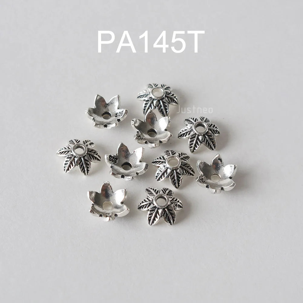 925 Sterling Silver Bead Caps, Oxidized Silver Flower Spacer Bead End Caps For Jewelry Making Bulk, DIY Jewelry Accessories