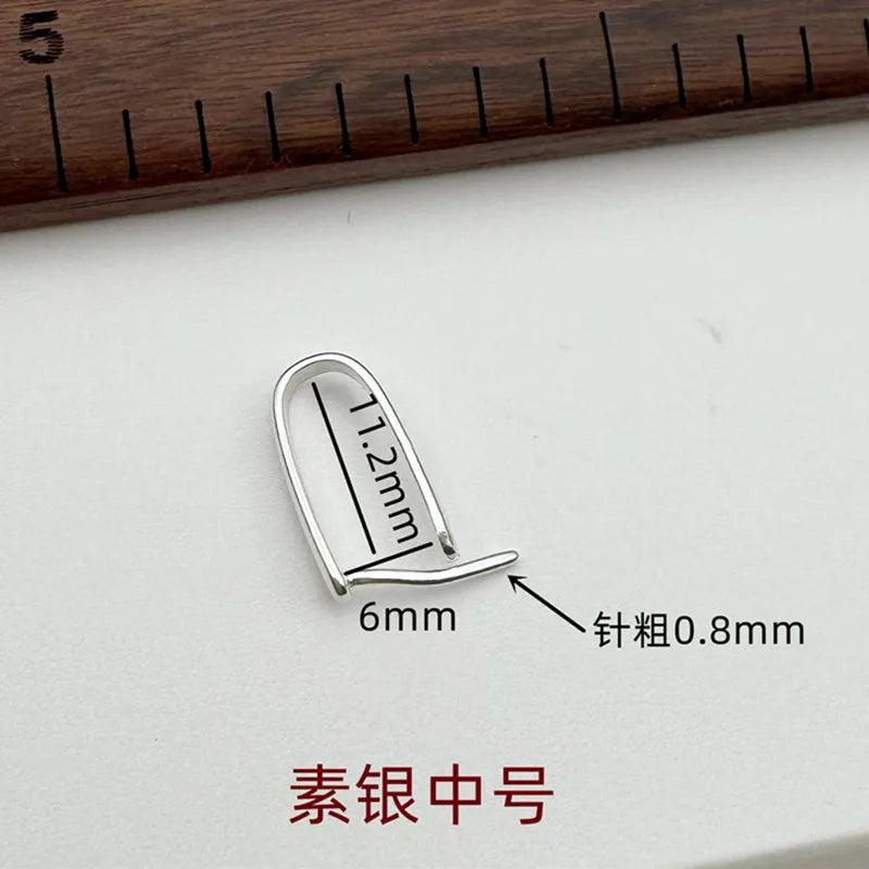 1PCS Solid 925 Sterling Silver Pendant Connector for Jade DIY Jewelry Making Buckle with Neddle Accessories