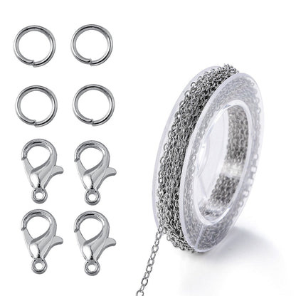 Alloy Link Chain With Jump Rings Lobster Clasps, 3Meter
