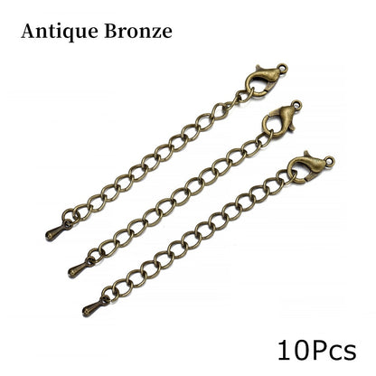 Connecteur de fermoirs à homard pour chaîne de queue d'extension de ton de 50 à 70mm, lot de 10 à 20 pièces