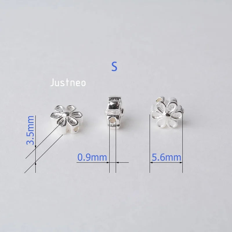 solid 925 sterling silver flower charm beads, spacer charm beads for necklace, bracelet,earring sterling silver jewelry