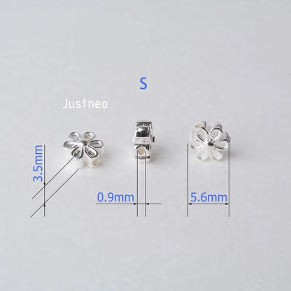 solid 925 sterling silver flower charm beads, spacer charm beads for necklace, bracelet,earring sterling silver jewelry