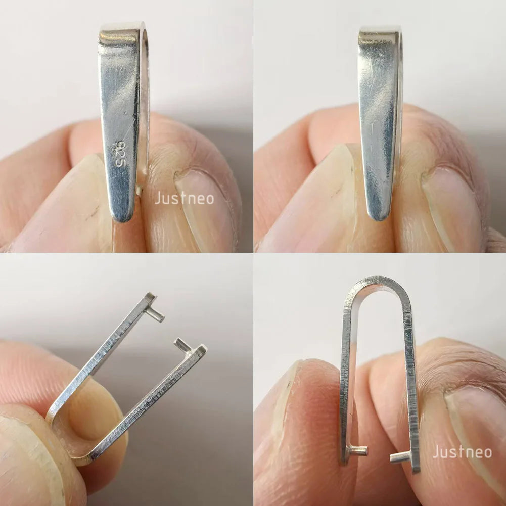 Sterling Silver Clip On Pinch in Pendant Bail Connectors Clasp Slider for Jewelry Making