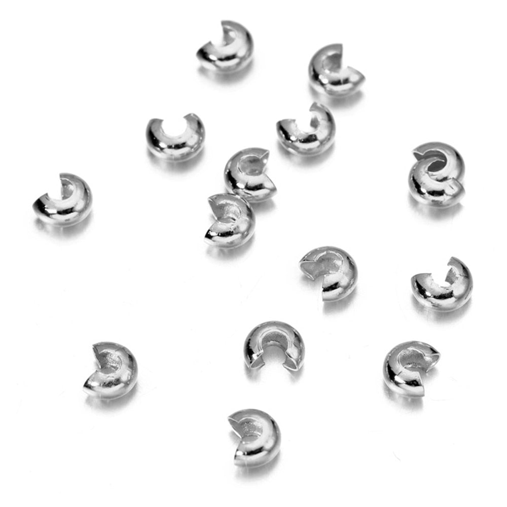 Copper Round Covers Crimp End Beads 3-5mm, 50-100pcs