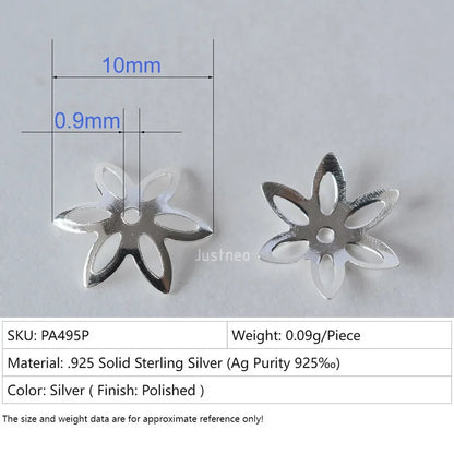 solid 925 sterling silver flower bead cap, spacer bead caps, jewelry DIY silver findings/components