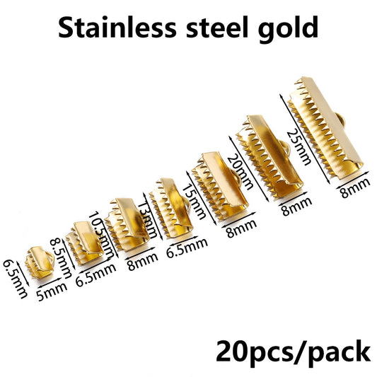 Stainless Steel Crimp End Bead Buckle Tip, 20-30pcs