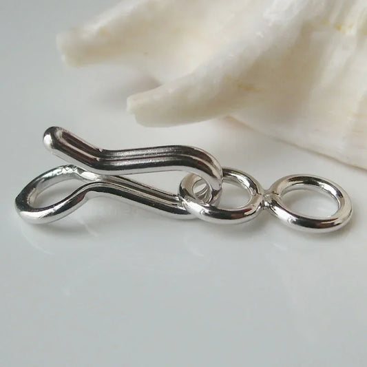 clasp,12mm (rhodium plated) solid 925 Sterling Silver  hook-and-eye clasps for necklace/bracelet components, 1 piece/lot