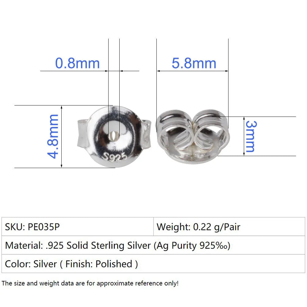 925 Sterling Silver Earring Backs, Silver butterfly earring backs, hypoallergenic earring backs for studs
