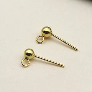 3mm Solid 925 Sterling Silver Ball Earring Post with Open Jump Ring  DIY Components Jewelry Making Earring Accessories Findings