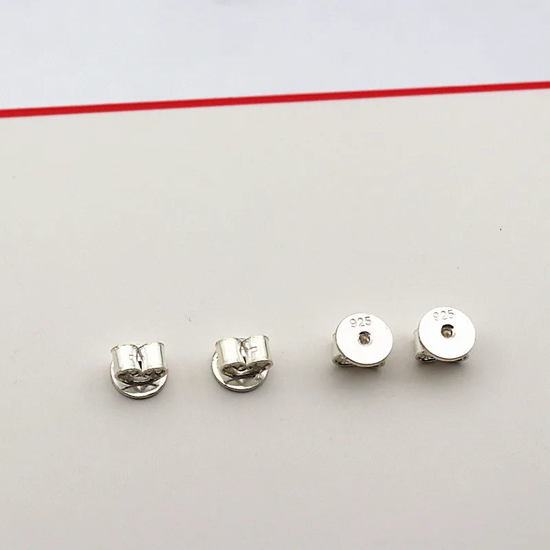 1 Pair Earnut Solid 925 Sterling Silver Original Butterfly Round Stopper Earring Backs for Ear Studs DIY Components for Jewelry