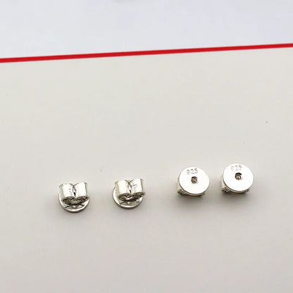 1 Pair Earnut Solid 925 Sterling Silver Original Butterfly Round Stopper Earring Backs for Ear Studs DIY Components for Jewelry
