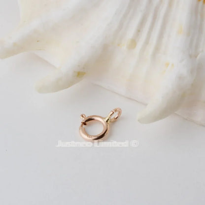 14k gold clasp,5mm solid 14karat yellow/rose gold spring ring buckle for pendant necklace bracelet gold jewelry diy making