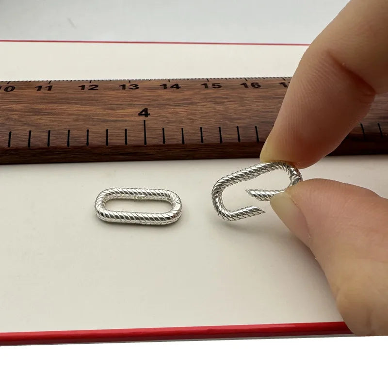1Piece Solid 925 Sterling Silver Spring Clasp Square for Necklace Bracelet DIY Accessores Connector Jewelry Finding