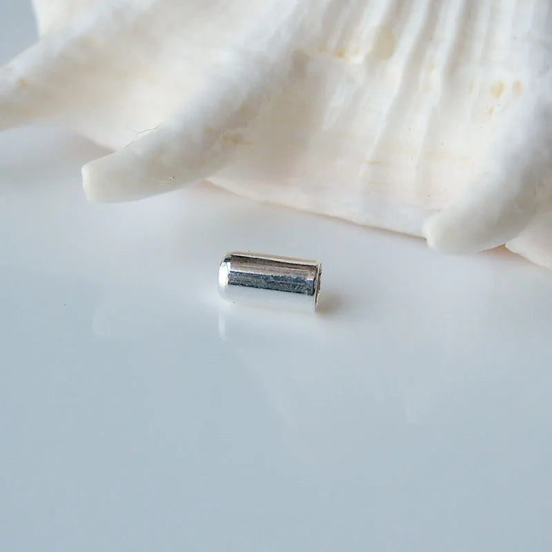 Solid 925 sterling silver cord end tips tube with 2mm hole,top sealed cord/string/chain/wire terminator
