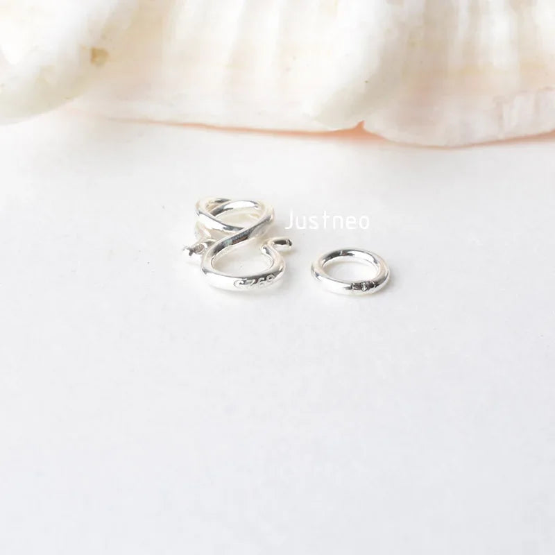 Solid 925 Sterling Silver S-shaped Clasp Hook with Closed Jump Ring, for Necklace / Bracelet Jewelry diy Components