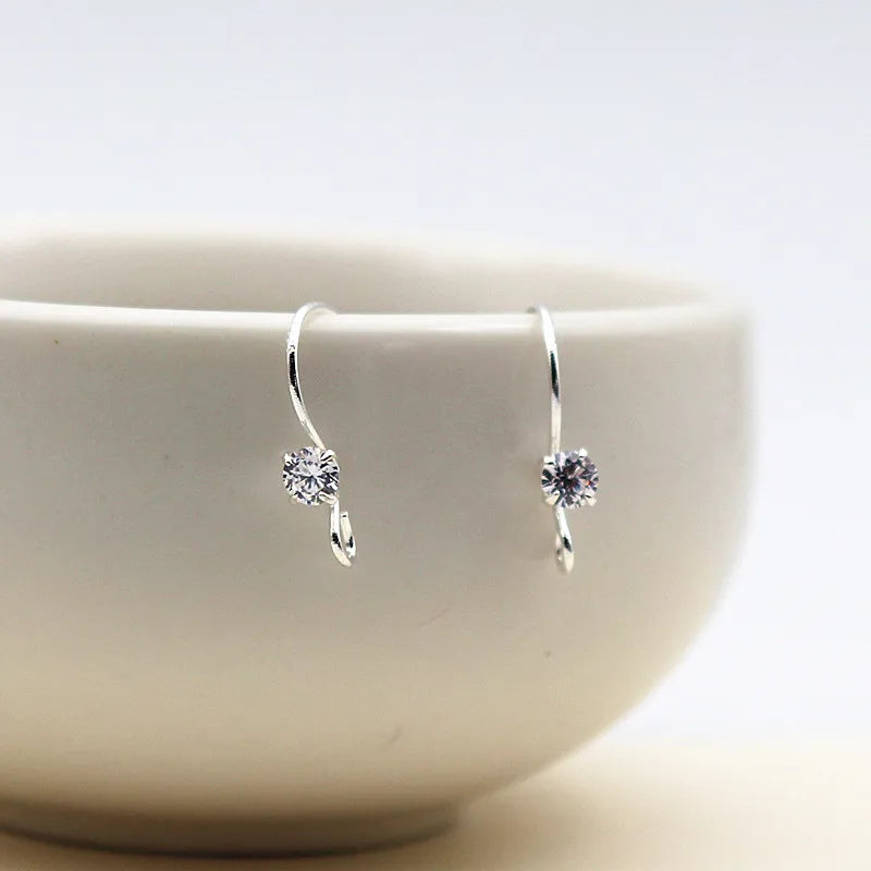 1Pair Solid 925 Sterling Silver Earring Hooks with Stones for Jewelry Making Accessories DIY Finding Components
