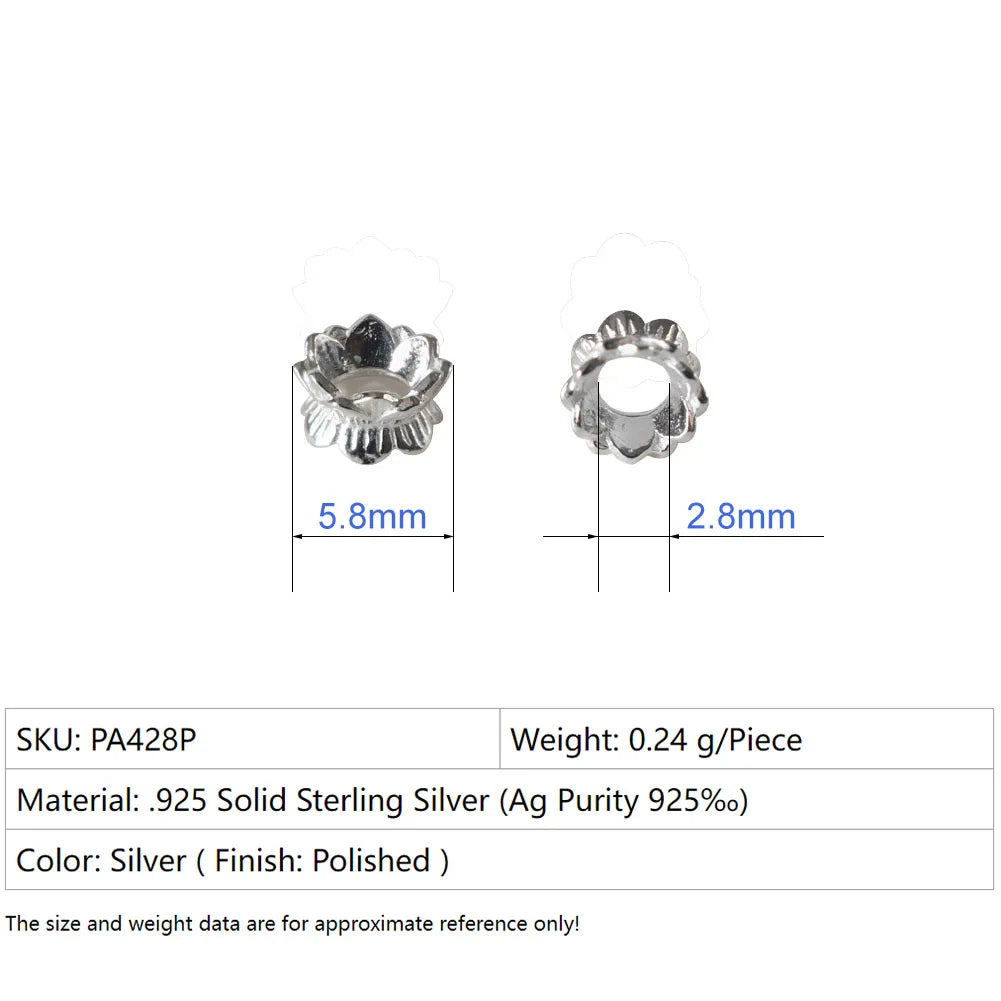 925 Sterling Silver Double Side Flower Beads Caps Spacer Beads for DIY Bracelet Necklace Jewelry Making