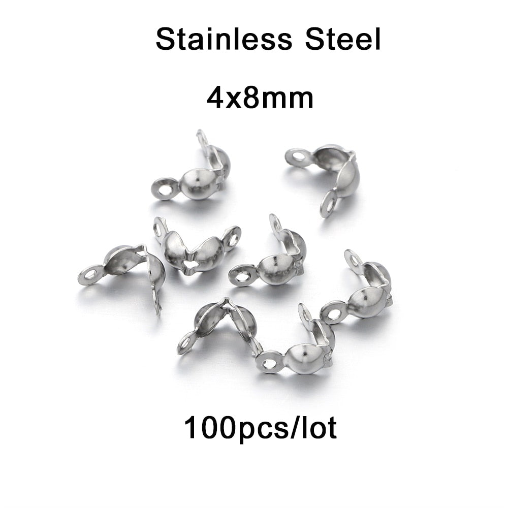 4 x 7 mm Kugelketten-Kalotten-Endklemmen, 100–200 Stück