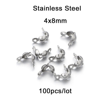 4 x 7 mm Kugelketten-Kalotten-Endklemmen, 100–200 Stück
