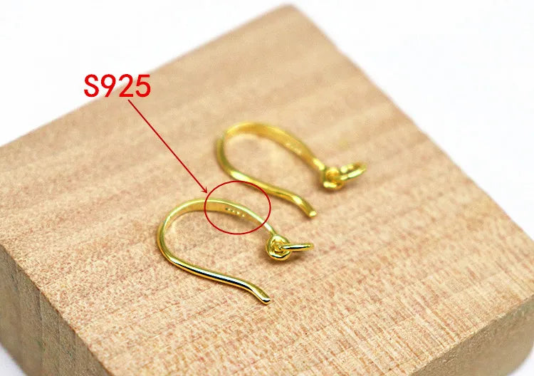 1 Pair Solid 925 Sterling Silver Earring Hook with Open Loop DIY Jewelry Componets Making Accessories Finding Original