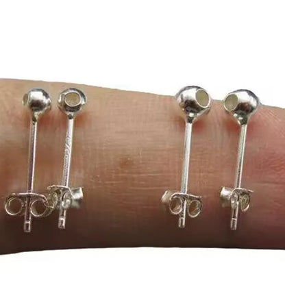 1Pair Solid 925 Sterling Silver Earring Studs Ear Post Making with Silicon Hollow for Jewelry Findings DIY Accessories