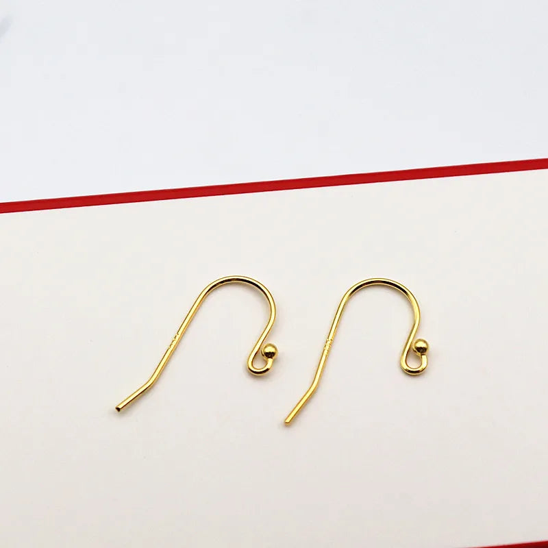 1Pair Solid 925 Sterling Silver Earring Hook 0.7*21mm with 2mm Ball DIY Components Jewelry Making Accessories Finding