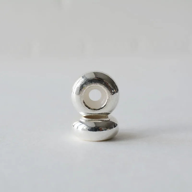 Solid 925 Sterling Silver Rubber Stopper Beads, Stopper Clip Beads Charms with Rubber inside fit Bracelets necklaces For Jewelry