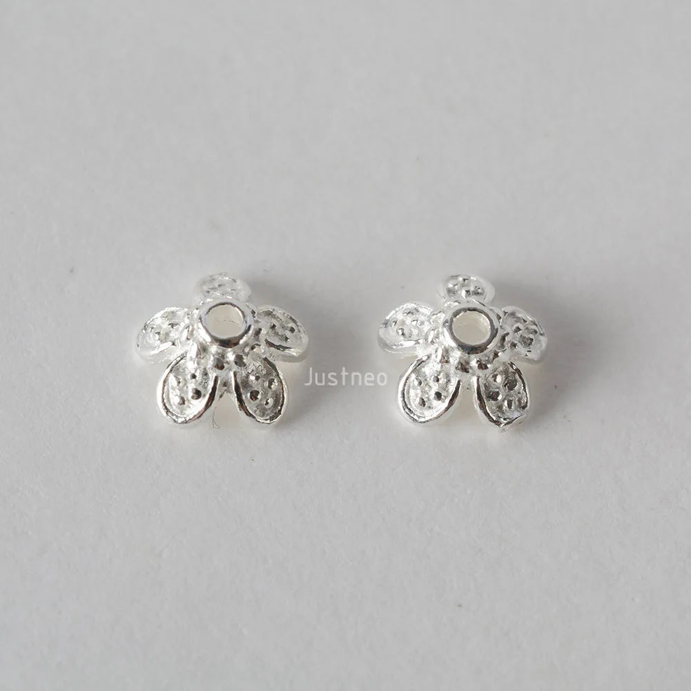 solid 925 sterling silver flower bead cap, spacer bead caps, jewelry diy silver findings/components