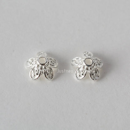 solid 925 sterling silver flower bead cap, spacer bead caps, jewelry diy silver findings/components