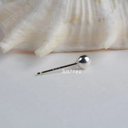 Solid 925 Sterling Silver Ball Earring Post 4 mm with Closed Jump Ring ,1pair