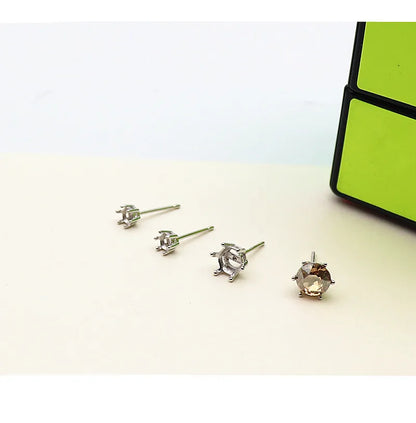 925 Sterling Silver DIY Accessories Earring Stud 6 Claw Settings for Round Crystal Beans Inlaying Findings Jewelry 6 5 4 3mm