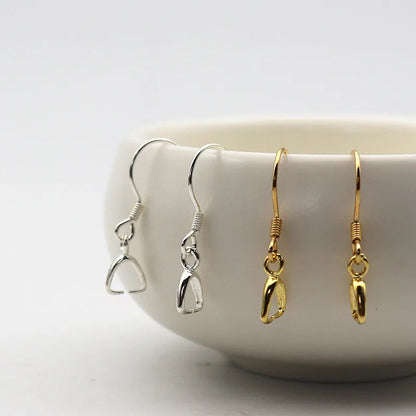 1Pair Solid 925 Sterling Silver Earring Hook with Small Pinch Clasp Connector Clip Bail Pendant DIY Jewelry Findings Accessories