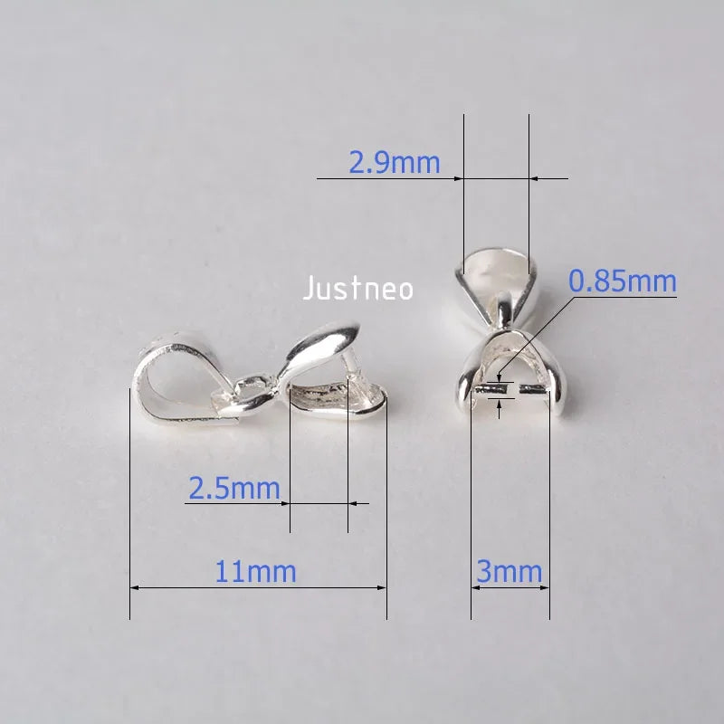 solid 925 sterling silver bail pendant clasp connector, pinch bail with ice-pick for necklace & pendant silver jewelry, S