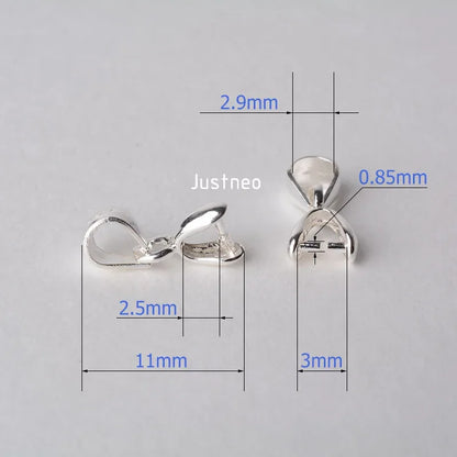 solid 925 sterling silver bail pendant clasp connector, pinch bail with ice-pick for necklace & pendant silver jewelry, S