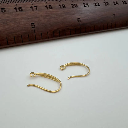 1Pair Solid 925 Sterling Silver Earring Hooks 16mm DIY Accessories Simple Ear Hooks Pearl Components Making