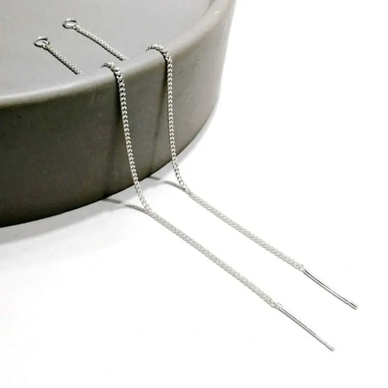 1Pair Solid 925 Sterling Silver 7cm Earring Simple DIY Accessories Women's Handmade Side Ear Thread Jewelry Making Components