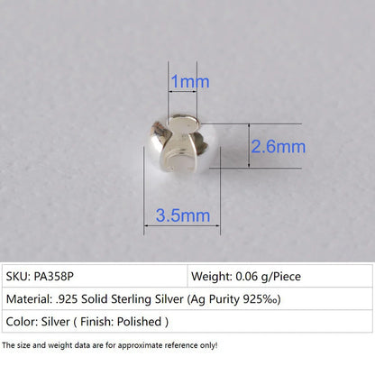 Silver Crimp Cover Bead, 925 Sterling Silver Loose Crimp Bead Knot Cover Hypoallergenic for Jewelry Making